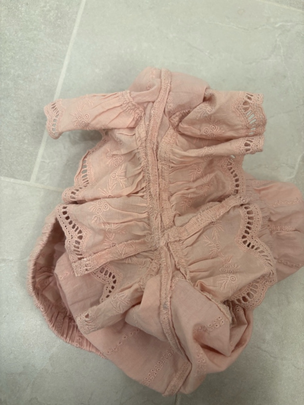 Shabby Chic Pink Cotton Eyelet Ruffled Shorts Size Small - Picture 9 of 9